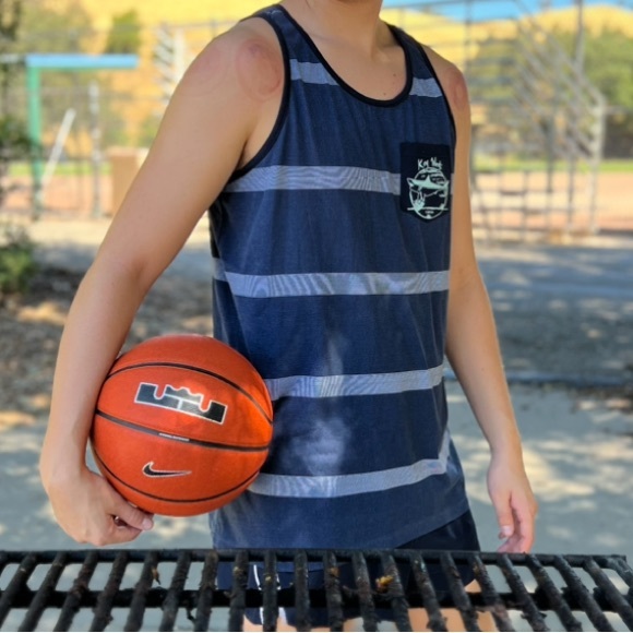 BODY GLOVE KEY WEST FLORIDA MEN TANK TOP SHIRT NAVY BLUE STRIPE SHARK SEE SURFER - Picture 6 of 16